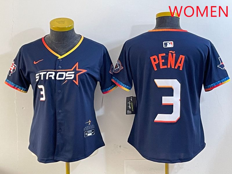 Women Houston Astros 3 Pena Drak Blue Fourth generation Joint Name 2025 Nike MLB Jersey style 6